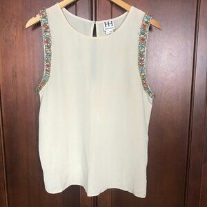 Haute Hippie Sleeveless Beaded Silk Blouse Top Size S